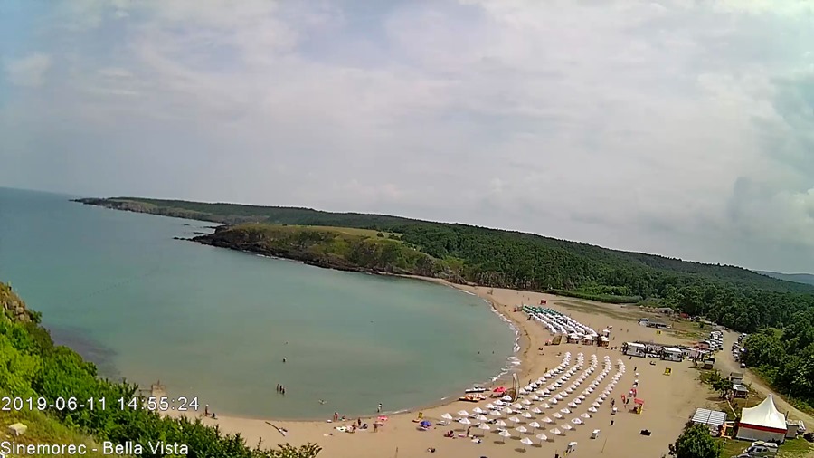 Синеморец уеб камера, времето, панорама курорт Черно море, река Велека  до Ахтопол, хотел 'Белла Виста', плаж на живо