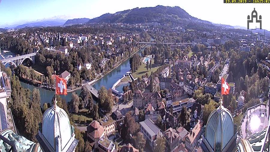 Берн времето на живо от уеб камери панорама център площад, (Bundesstadt) столица на Швейцария, live online camera